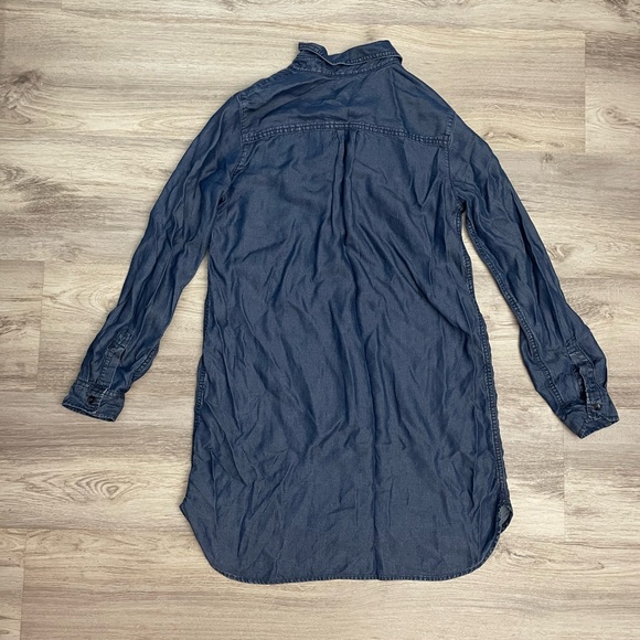 Gap Blue Denim Chambray Long Sleeve Above Knee High-Low Shirt Dress Size Small - Picture 10 of 16